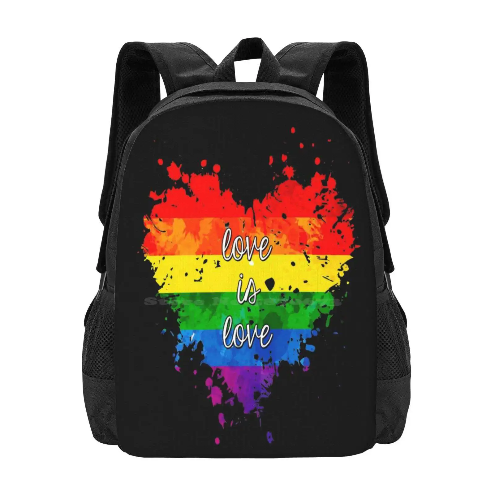 

Love Is Love Fashion Pattern Design Travel Laptop School Backpack Bag Rainbow Heart Pride Lgbtqia Queer Gay Love Is Love Quote