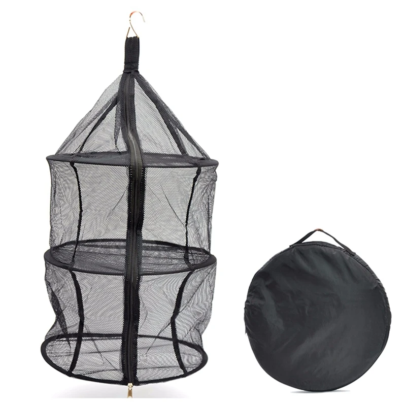 

Outdoor Nylon Zipper Three-Layer Folding Storage Net Bag Hanging Clothes Laundry Clothes Net Bag