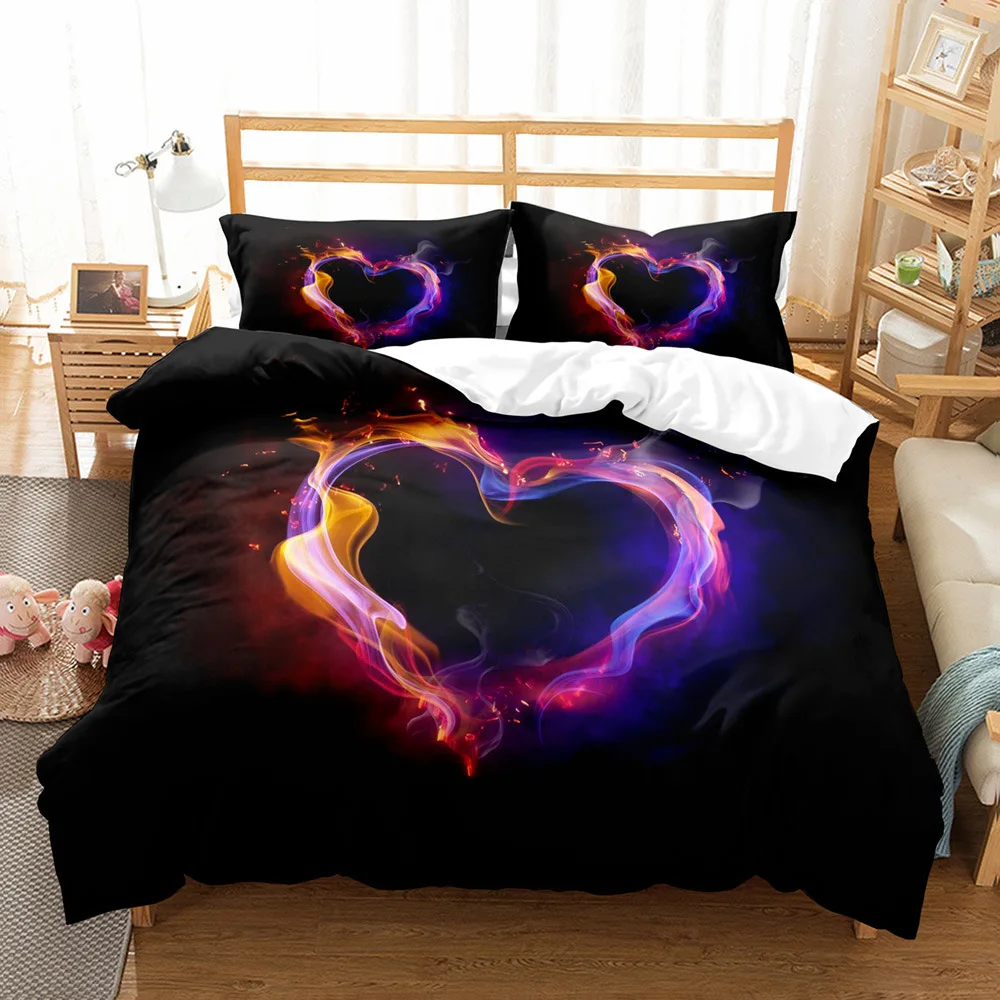 Love Duvet Cover Set Couple Hug Romantic Theme Tree Heart Shaped