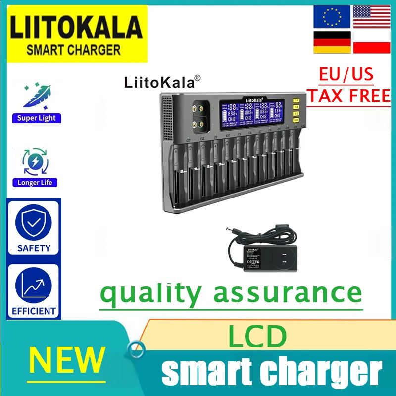 

LiitoKala Lii-S12 Lii-600 Lii-500 500S 18650 Battery charger For 20700 26650 21700 14500 10440 16340 1.2V 3.7V 4.2V Lion battery