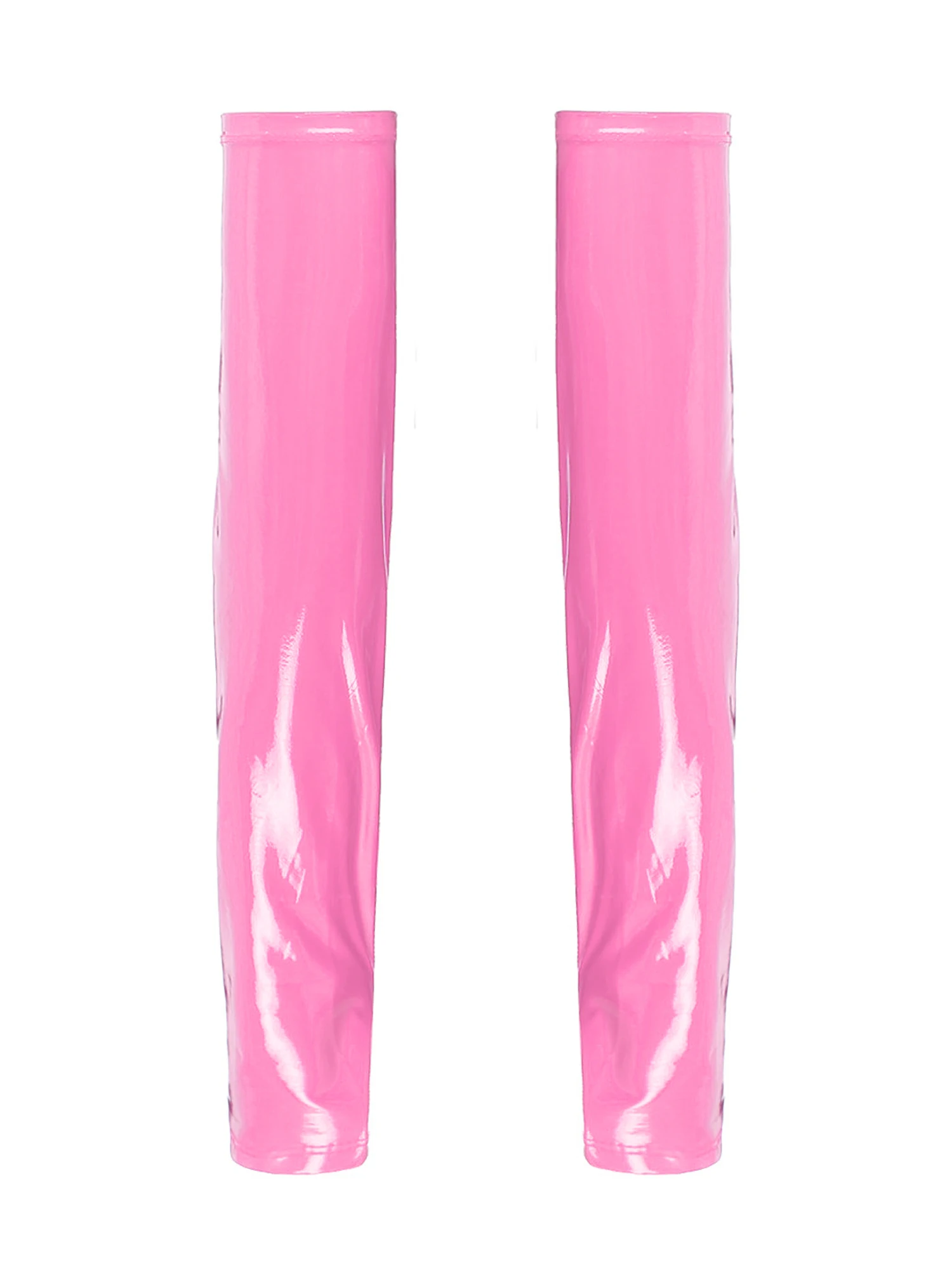 Womens Glossy Patent Leather Fingerless Long Gloves Cosplay Party Clubwear