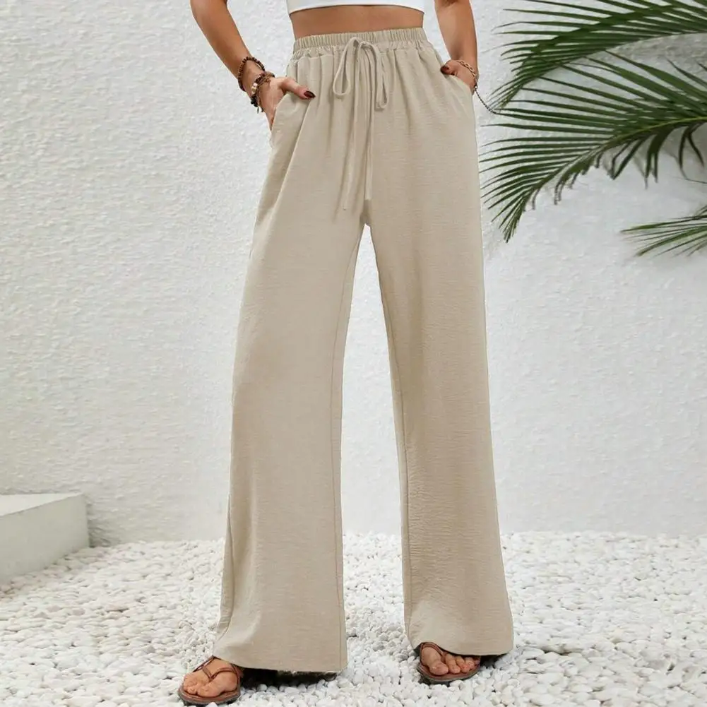 

Wide-leg Pants Comfortable Wide Leg Yoga Pants With Elastic Waist Pockets For Women Soft Breathable Pleated Trousers For Ladies