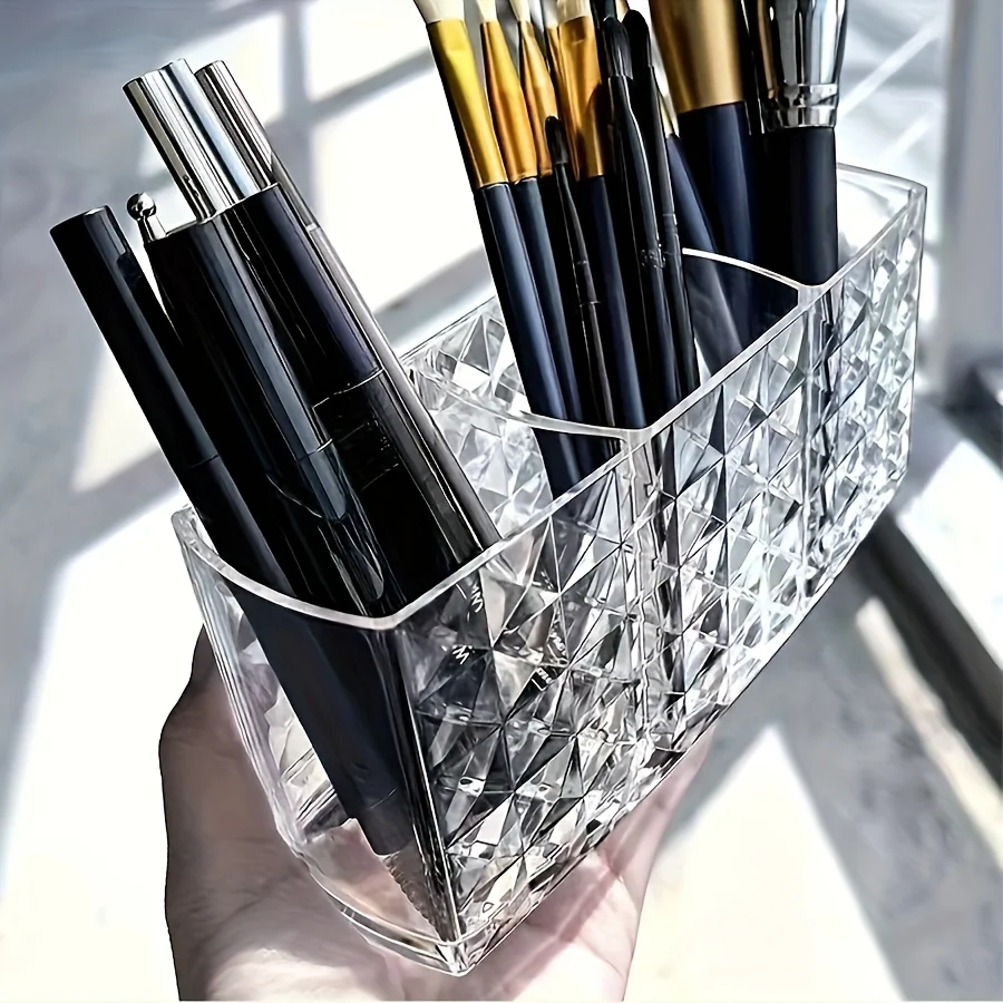 Cosmetics Storage Basket, with 3 Compartments, Transparent Cosmetics Storage Box, Suitable for Desktop and Cosmetics Storage