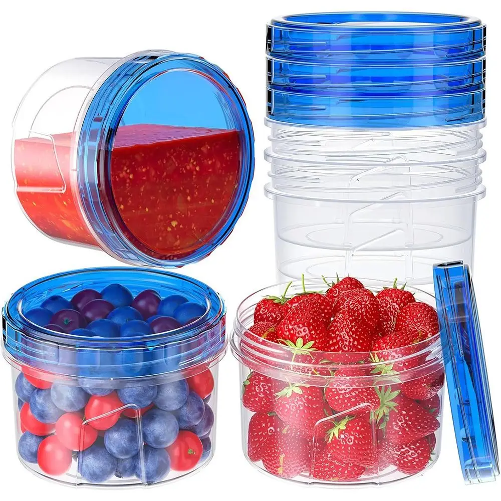 3/6Pcs 16oz 냉동고 보관 용기(뚜껑 포함) 재사용 가능한 플라스틱 수프 용기 BPA 프리 밀폐 식품 보관 용기