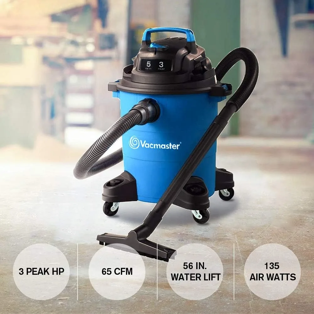 5 Gallon Shop Vacuum Powerful Suction Wet Dry Vacuum Cleaner with Blower Function 1-1/4-inch Hose 10ft Power Cord 5
