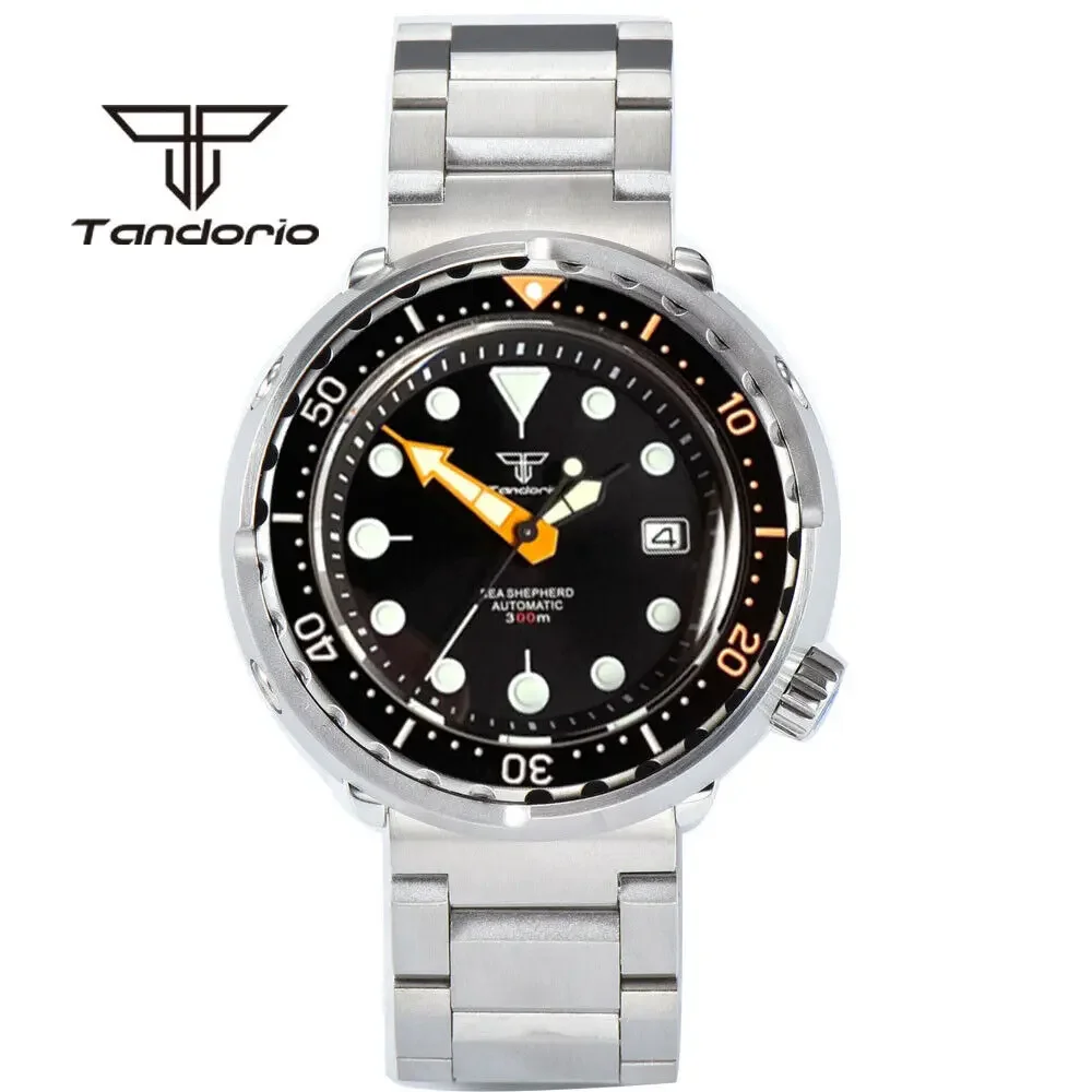 Tandorio 46.5mm Tuna Automatic Dive Men's Wristwatch NH35A Movement Sapphire Glass 20Bar Waterproof Ceramic Bezel Rubber Strap