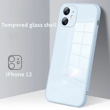 

Liquid Silicone Tempered Glass Case For iPhone 11 12 13 Pro Max Mini XR XS X 8 7 6 6S Plus SE2 2020 Case Shockproof Back Cover