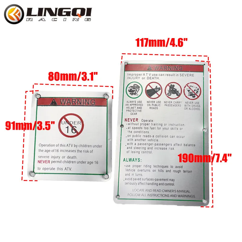Dirt Pit Bike Accessories Tools Aluminum Alloy For Motorcycle ATV Warning Label High Quality Car Body Sticker Motocross Parts