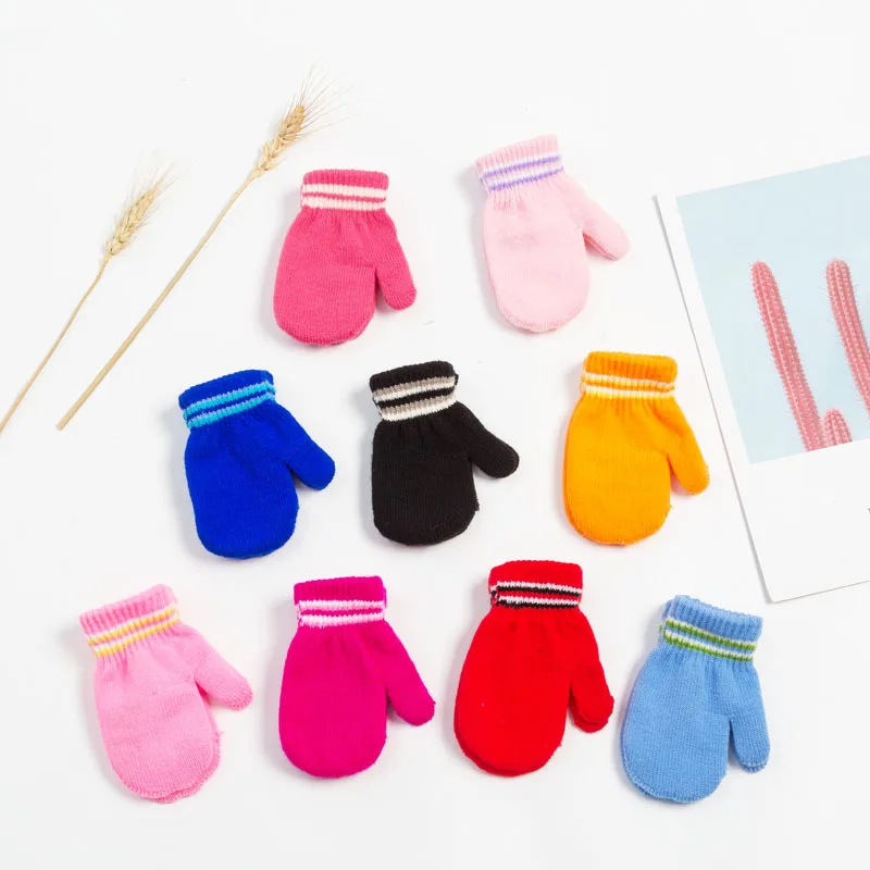 Baby Knit Gloves Winter Girl Boy Half Finger Flip Cover Mittens Children Boys Autumn Girl Mittens Baby Knitted Gloves