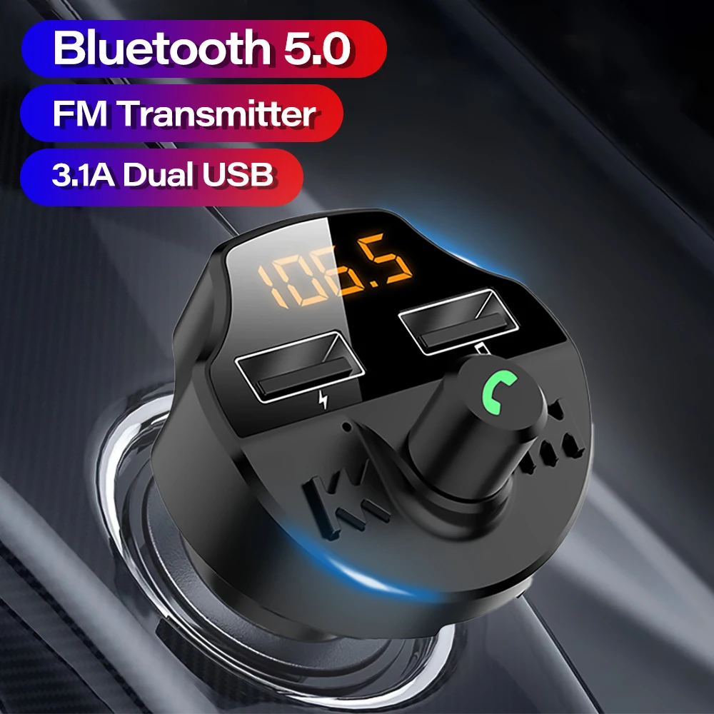 

Автомобильный громкой связи Bluetooth 5,0 FM-передатчик Комплект MP3 модулятор плеер Громкая связь аудио приемник 2 USB быстрое зарядное устройство аксессуары