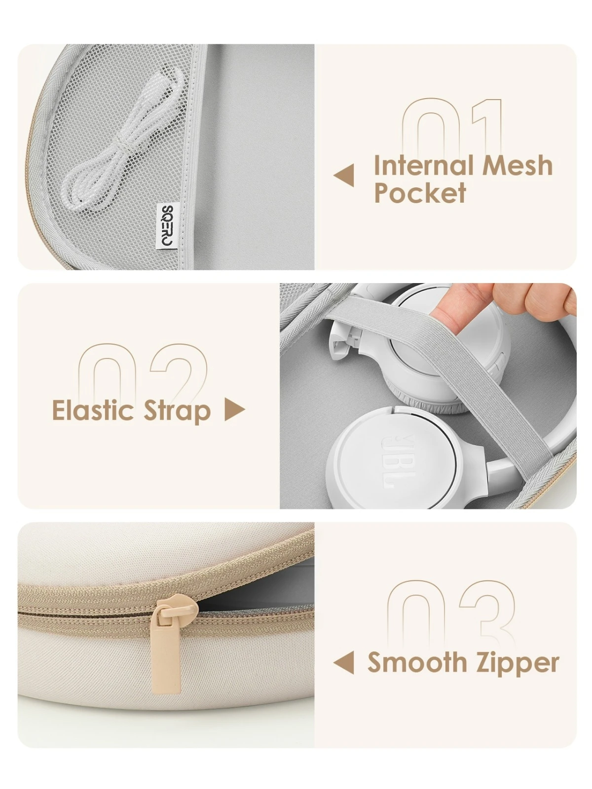 Semi-Foldable Headphones Hard Case for Sony WH-1000XM4, Soundcore Q30, Bose QC Ultra, Shockproof EVA Shell Travel Storage Bag