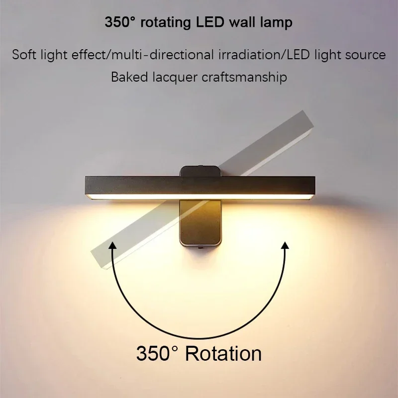 Led Wall Lamp Outdoor Waterproof Villa Entrance Fixture Courtyard Living Room Home Decorative Long Strip Aluminium Wall Lights