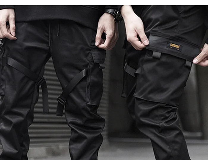 best business casual pants Pants Cargo Men Ribbons Hip Hop Pocket Streetwear Harajuku Techwear Trousers Harem Joggers Sweatpants Black Bottom Clothes big and tall casual pants