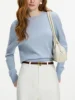 FSLE 100% Wool Seamless One-piece Knit Shirt Sweater For Women 2024 Winter New Design Wool Crew Neck Versatile Sweater 24FS14091 1