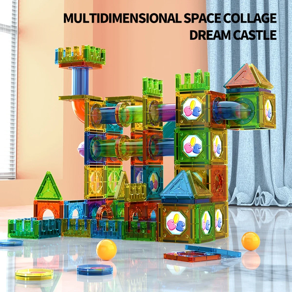 Magnetic Building Blocks STEM Toys for Kids 3D Transparent Educational Magnetic Tiles Learning Toys for Kids Birthday Gift magnetic building blocks,magnetic assembly toy