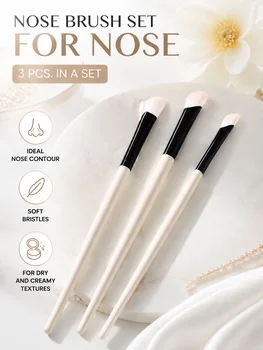 Set di 3 Pennelli Professionali per il Trucco: Contouring, Sfumature, Ombreggiatura Naso, Illuminante, Fondotinta, Strumenti di Bellezza