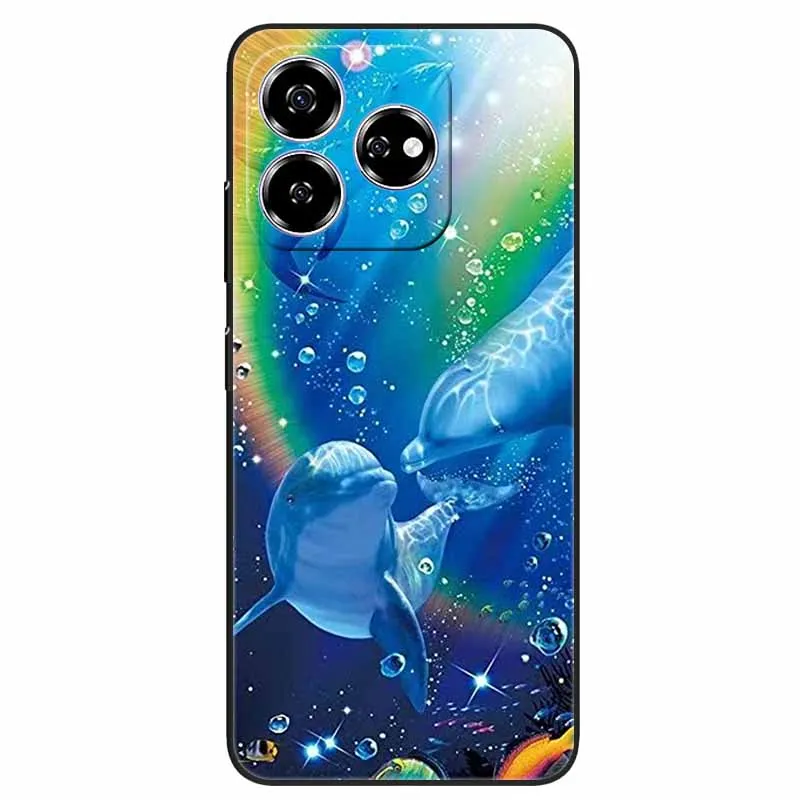 Stylish Black TPU Soft Silicone Phone Cover with Artistic Design