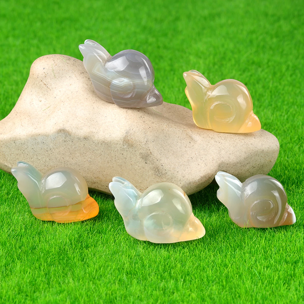 1PC Schnecke Geschnitzte Handwerk Ornamente Naturstein Healing Tier Figur Reiki Kristall Schmuck Hause Dekoration – Detail 16