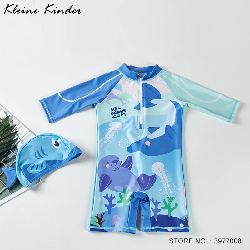 

UPF50 Boys Swimwear Bathing Suit Baby UV Protection Children's Swimsuit One Piece Whale Print Kids Beach Surfing Swimming Wear