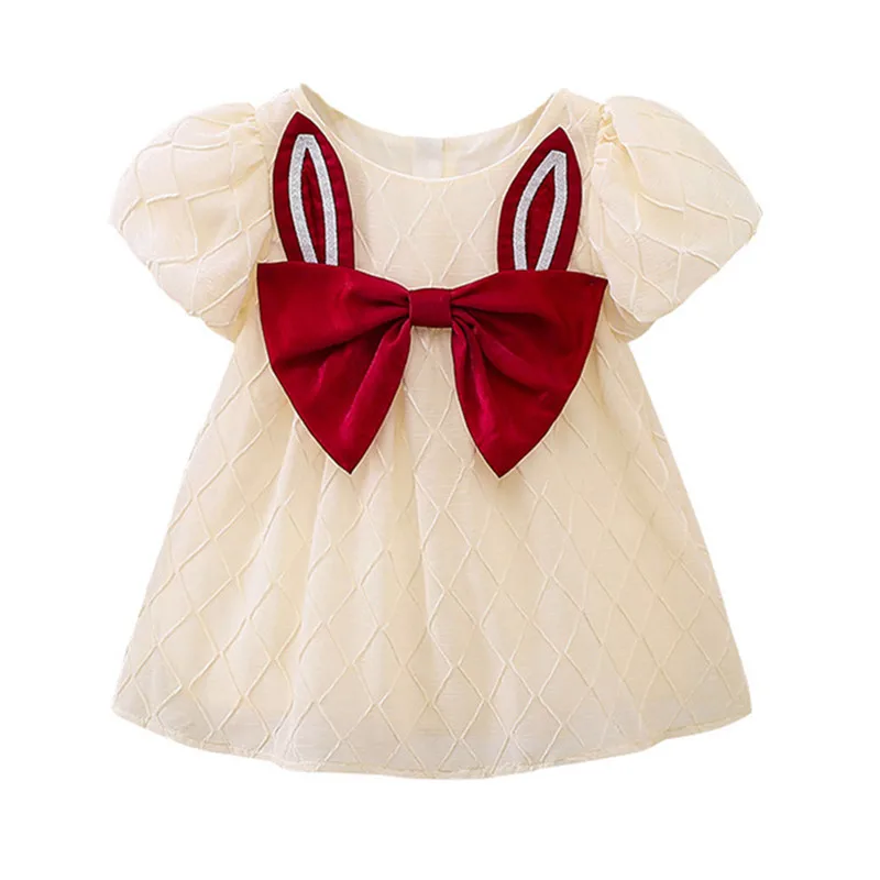 

Girls Dress Kids Clothes Bow Embroidery Mesh Infant Party Dress Baby Clothes Summer for Birthday 0-4Y
