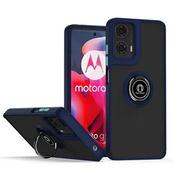 Shockproof Armor Case with Magnetic Ring Stand Holder - Moto G52 (Blue)