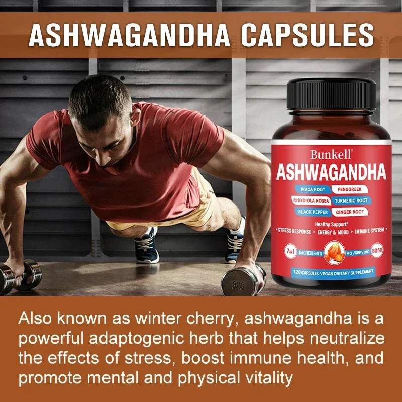 Maca Root + Ashwagandha-Men and Women Energy Capsules, Relieve Stress, Boost Energy
