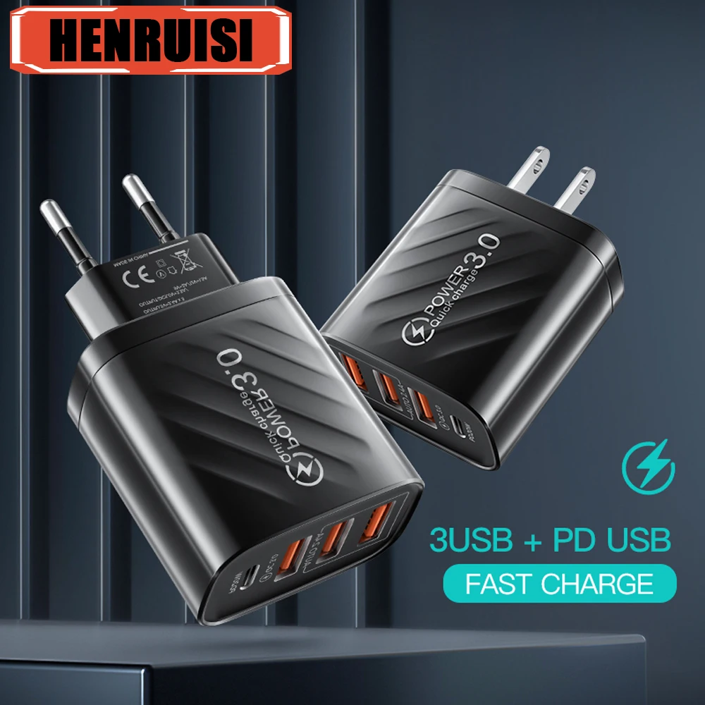 

USB C Charger Multi port Quick Charge PD Fast Wall Charger For iPhone Xiaomi Samsung Huawei EU/US/UK Plug Phone Charge Adapter
