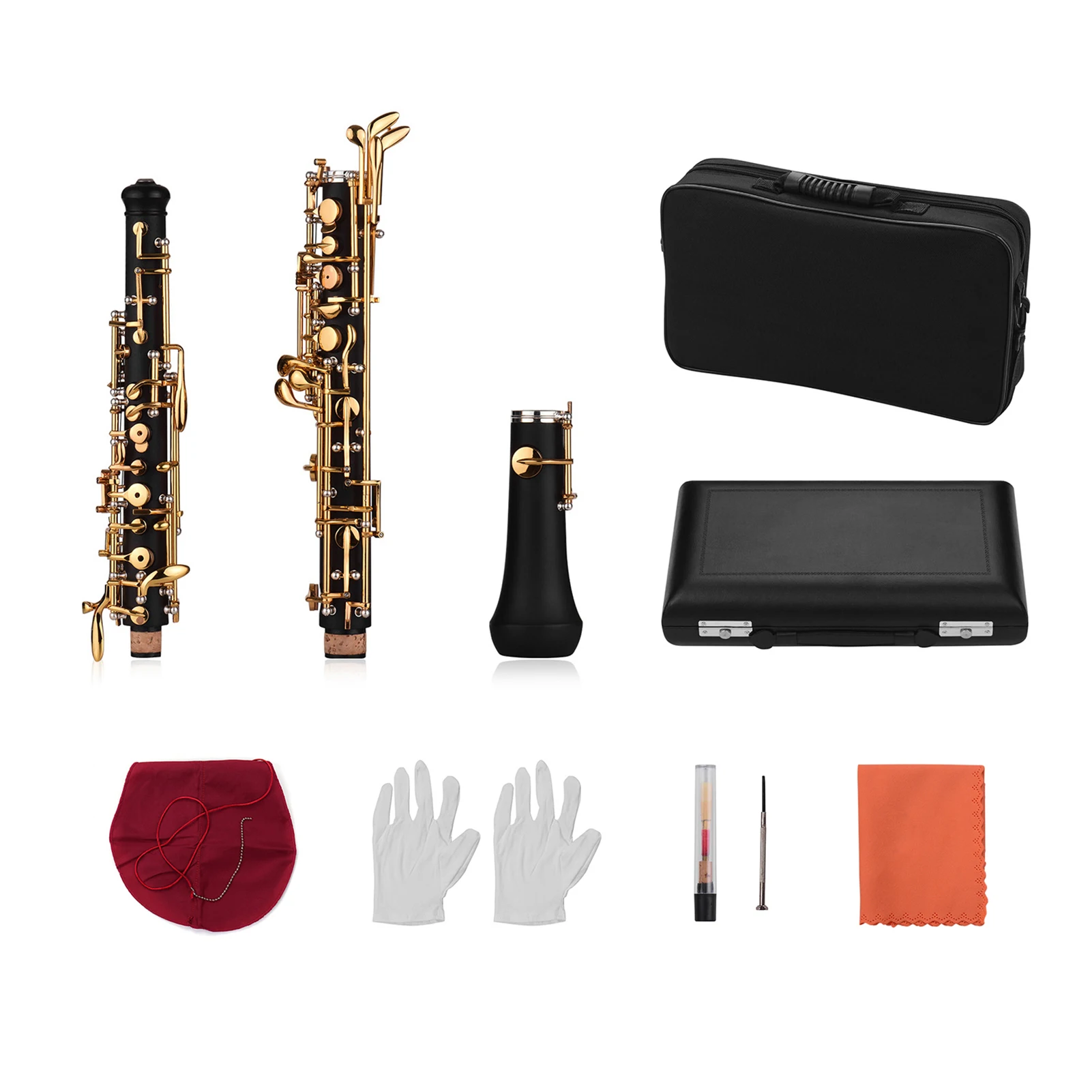Description Picture 5 of itemProfessional Oboe C Key Semi-automatic Style Nickel-plated Keys Woodwind Instrument with Oboe Leather Case Carry Bag