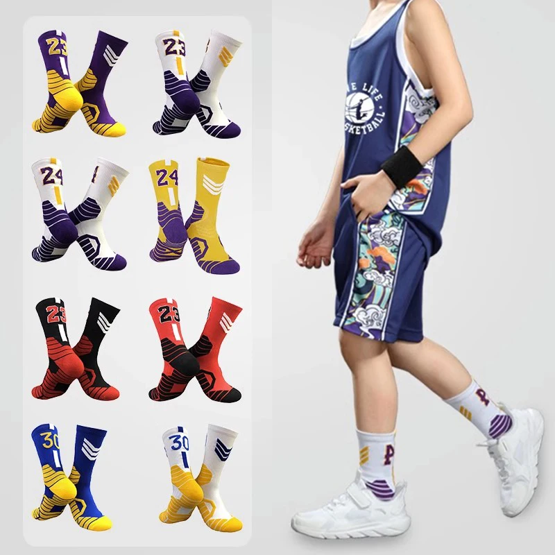 

Professional Star Basketball Socks Adults Kids Elite Thick Sports Socks Non-slip Breathable Durable Towel Bottom Socks Stocking
