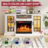 59'' Fireplace TV Stand, 3 Sided Glass Media Entertainment Center Console Table for TVs up to 65'' with Glass Door Adjustable 3