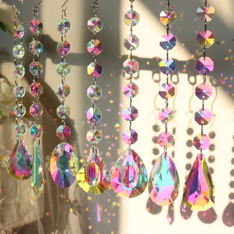 Prism Suncatcher, Hanging Window Crystals, Rainbow Light Catcher,Crystal Sun Catcher, Summer Gift, Octagon Beads