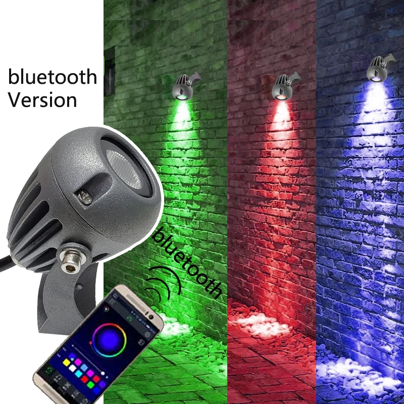 thumbnail image 1 of Foco LED de 5 W y 12 W para exteriores, para pared, construcción, tienda, hogar, 220 V, blanco cálido y frío, RGB, control remoto, Bluetooth, resistente al agua, IP66, 1 of 5