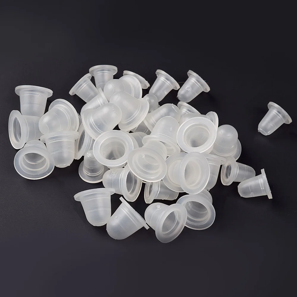 

100Pcs soft Microblading Tattoo Ink Cup Cap Pigment Silicone Holder Container S/L For Needle Tattoo accessory supply