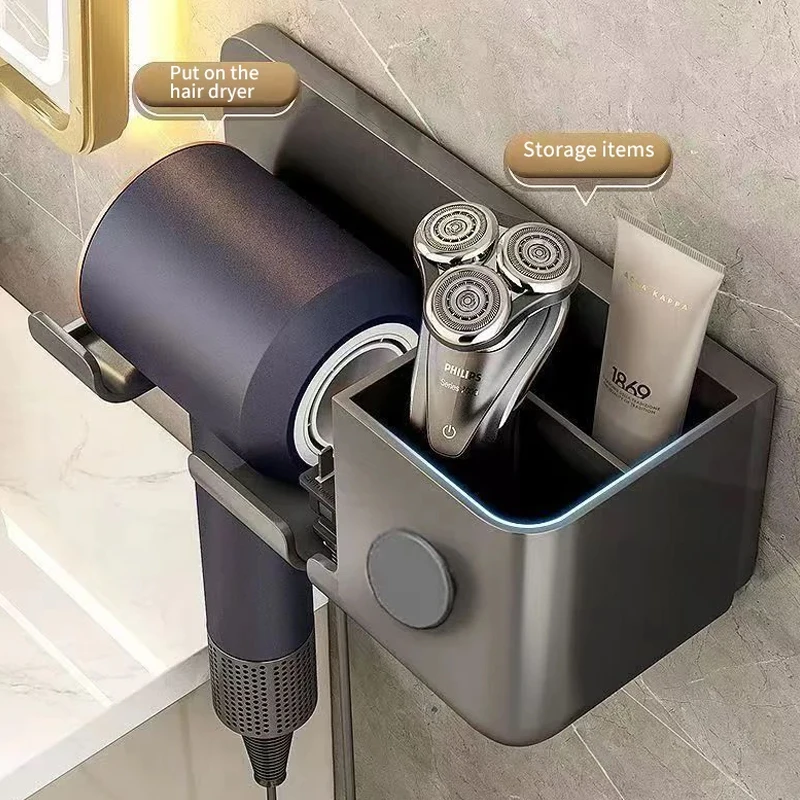 Wall-mounted punch-free toilet hair dryer rack bathroom hair dryer storage rack hair dryer bracket bathroom accessories ﻿