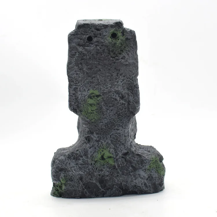 Aquarium Moai Statues Easter Island Head Ornaments Statues Fish Tank Landscaping Decor Home Tabletop Terrarium Aquascaping