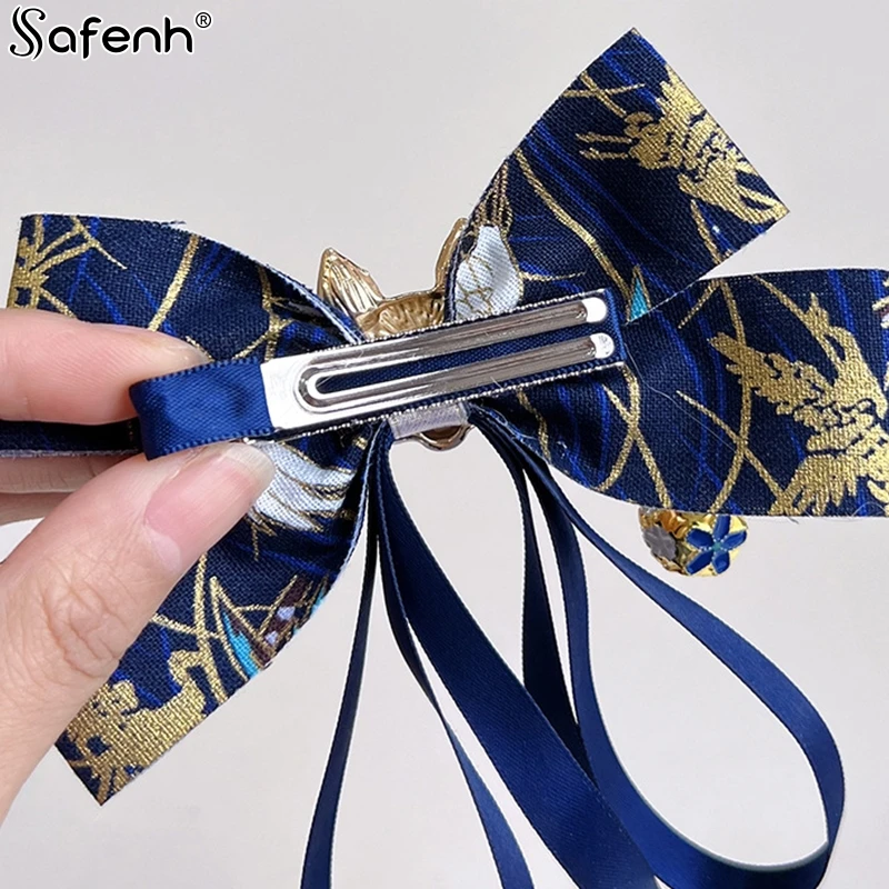 1PCS Exquisite Japanese Fox Bow Tassels Ribbon Hair Clip