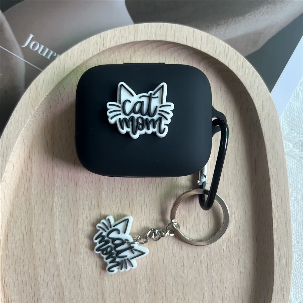 Cartoon Cat Silicone Protective Case with Keyring