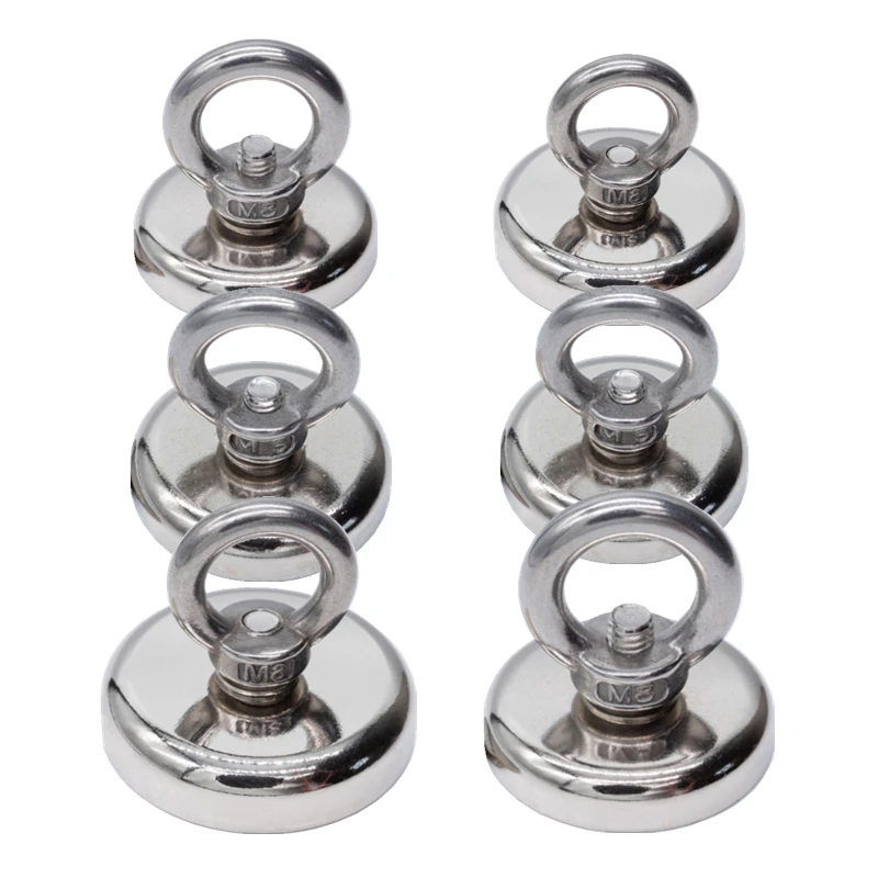 Strong Powerful Round Neodymium Magnet Hook Salvage Sea Fishing Equipments Holder Pulling Mounting Pot with Ring D20-D42 | Обустройство