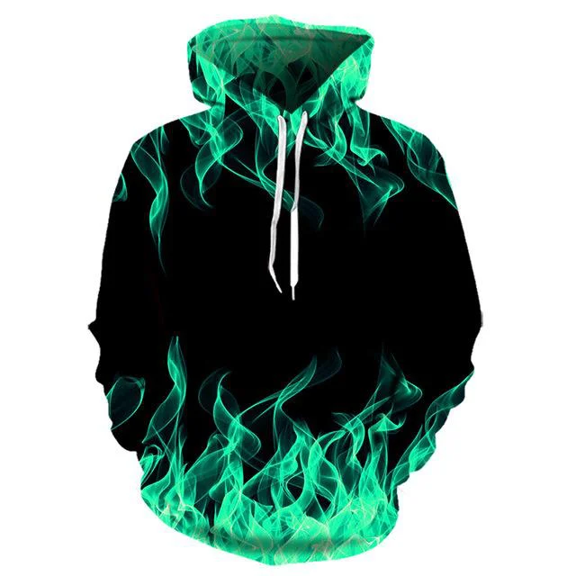 2022 new colorful blue flame hoodie 3D sweatshirt men/women hooded autumn and winter funny coat mens clothing jacket hoodies cool hoodies Hoodies & Sweatshirts