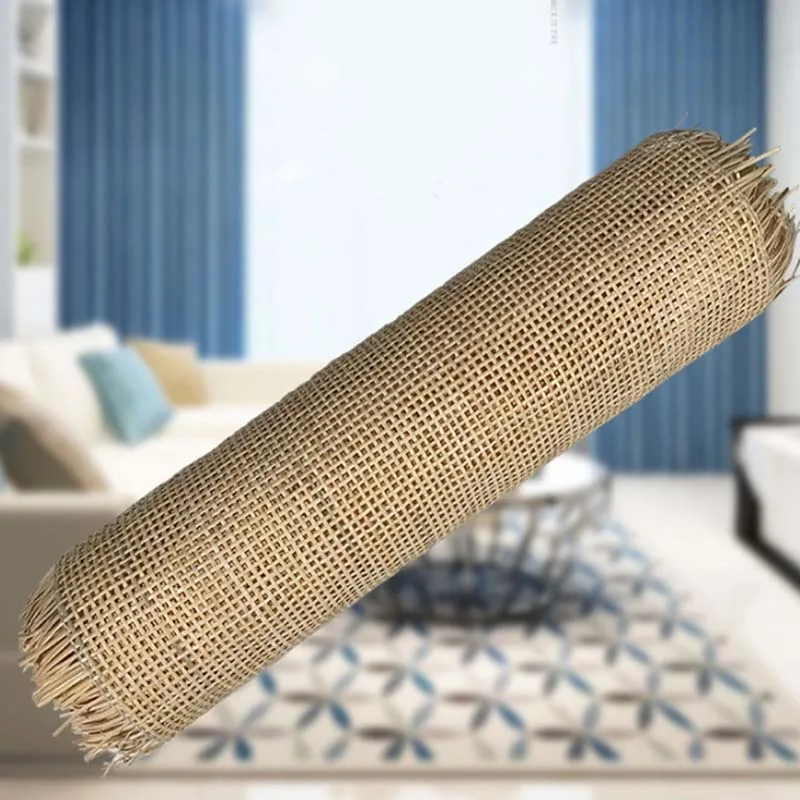 

15 Meters Hollow Grid Natural Rattan Roll Indonesian Cane Webbing Wicker Material For Furniture Ceiling Chair Cabinet Decor