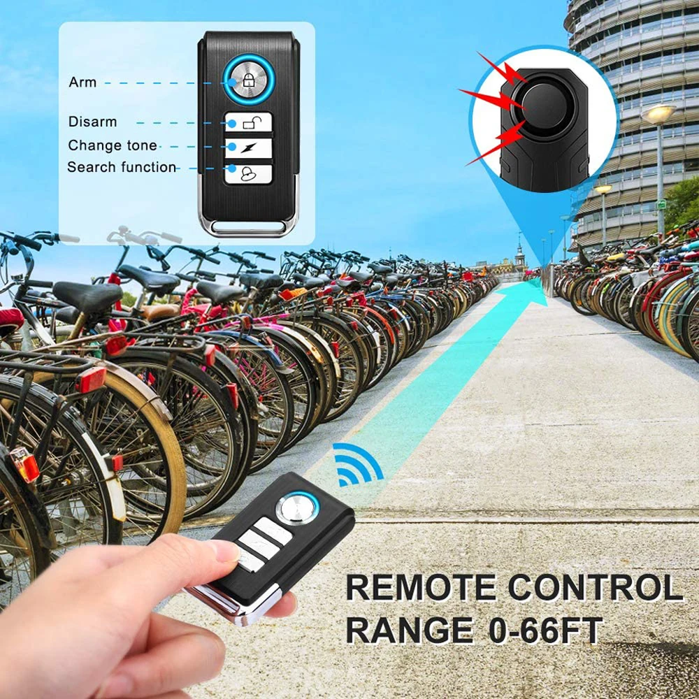 Elecpow Remote Control Bike Alarm Waterproof Motorcycle Electric Bicycle Security 113dB Anti Lost Vibration Warning Alarm Sensor