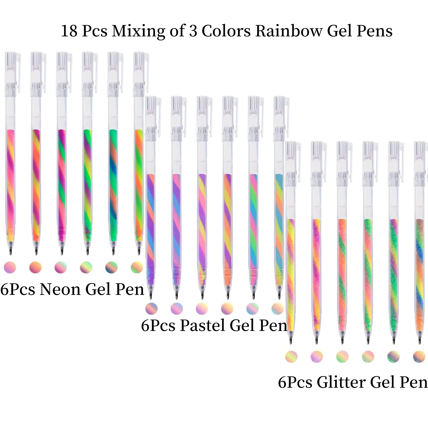 6/18 Stück Mischung aus 3 Farben, Regenbogen-Gelstifte, Farbwechsel, Kugelschreiber, Glitzerstift-Set für Erwachsene, Malbücher, Zeichnen – Detail 12