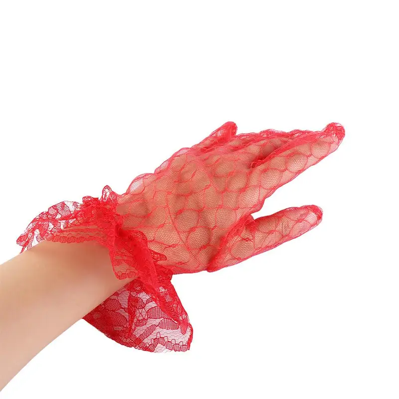 Cosplay Retro Short Dinner Dress Banquet Autumn Wedding Bridal Mesh Gloves Thin Mittens Lace Gloves