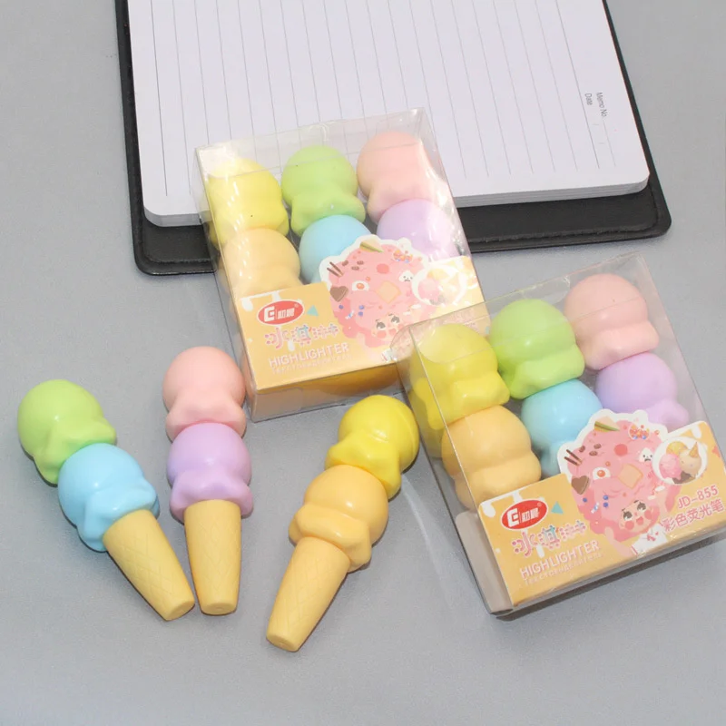 6 Farben/Set niedlich imontierte Eiscreme Bonbon Farbe Text marker – Detail 2