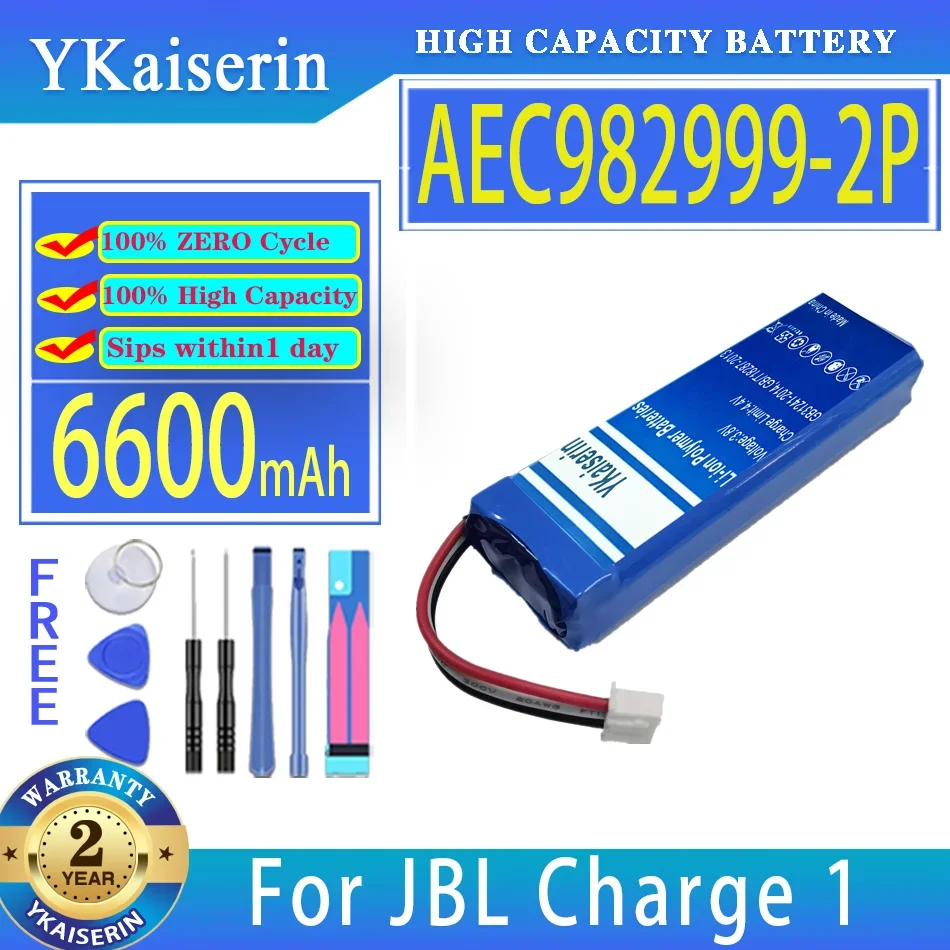 

YKaiserin 6600mAh Replacement Battery AEC982999-2P AEC9829992P For JBL Charge1 Charge 1 Digital Bateria