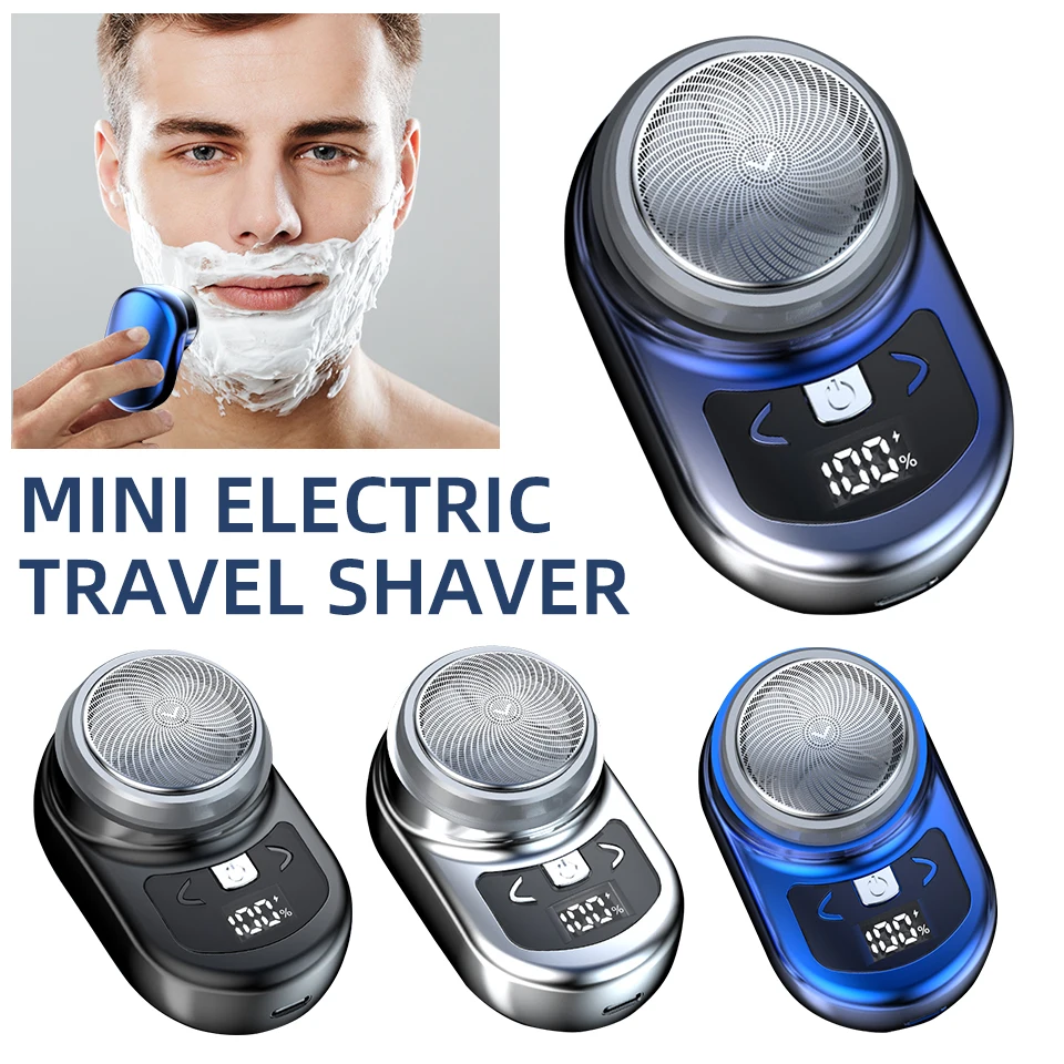 Portátil Mini Barbeador Elétrico Recarregável Display de Energia Digital Barbear sem Fio Masculino para o Corpo do Rosto 8000rpm