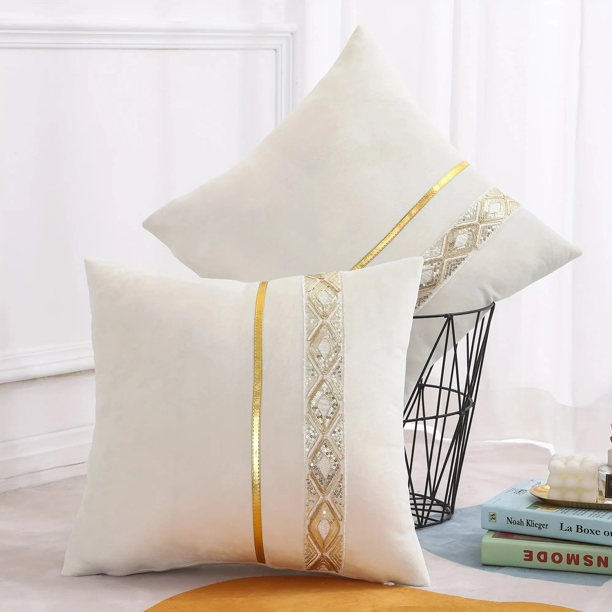 White Beige And Gold Throw Pillows Cream Taffeta Throw Pillow