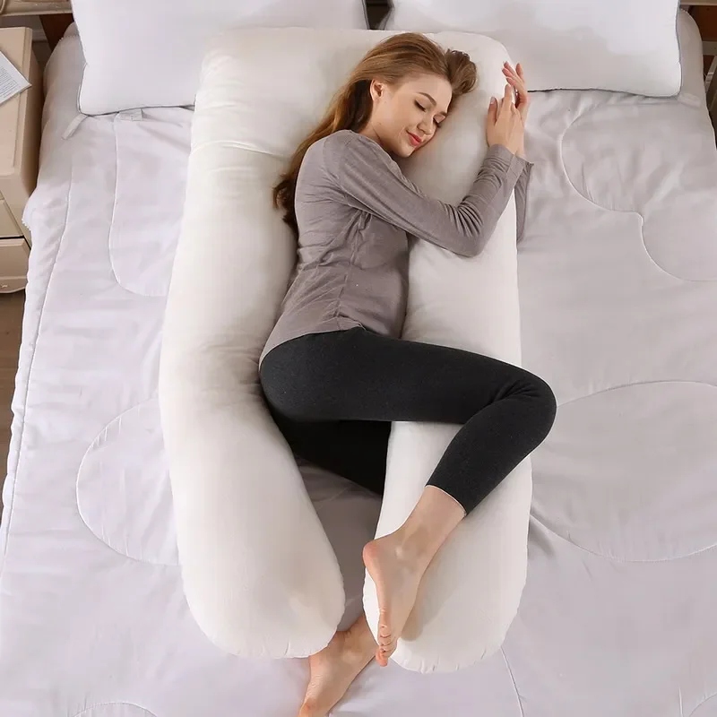 White Soft Fleece Pregnant Pillow Type Lumbar Pillow Multi Function Side Protect Cushion Pregnancy Women Adding PP Cotton