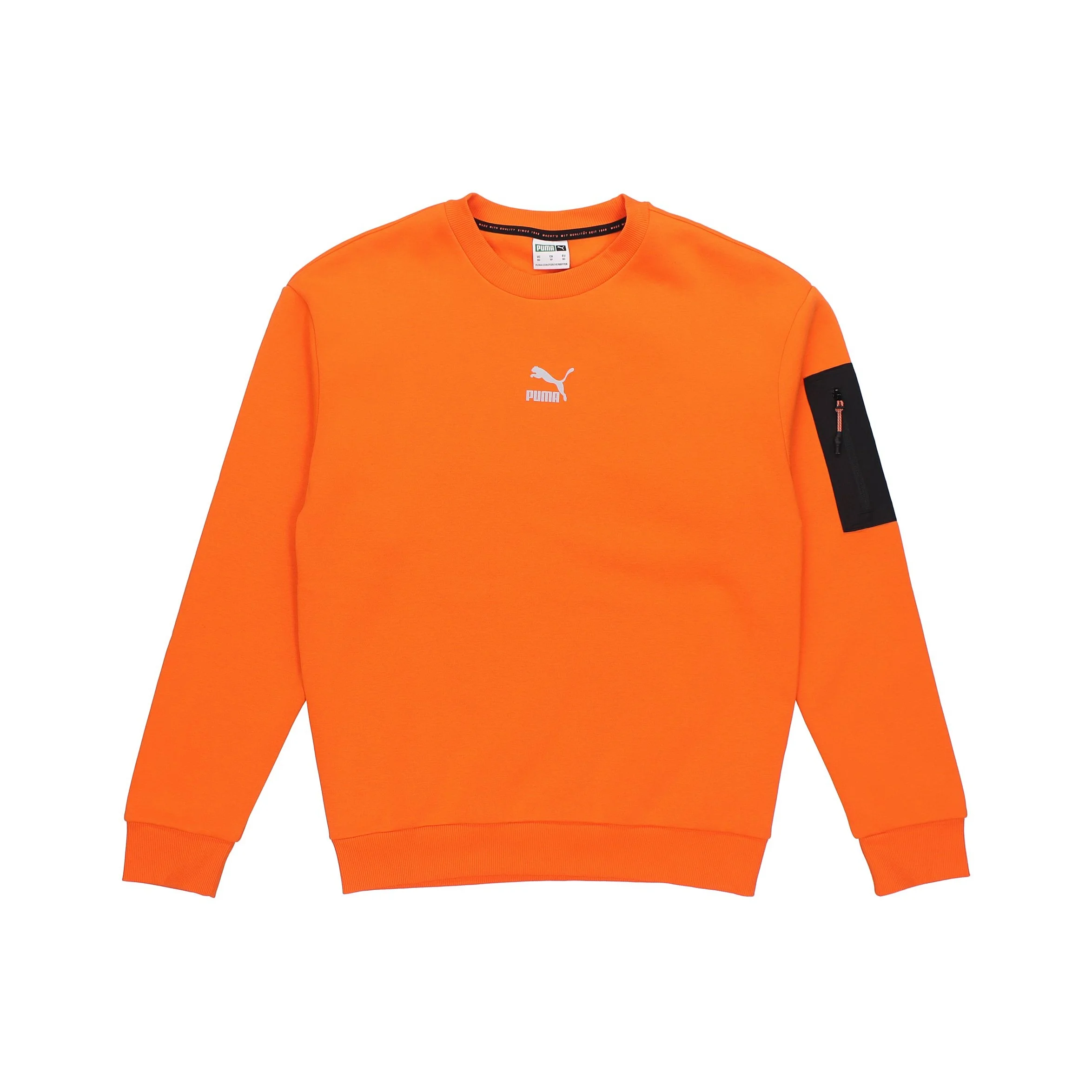 PUMA 캐주얼 루즈 스웨트셔츠 남성용 플레임 오렌지 크루넥 두꺼운 레귤러 530291-23