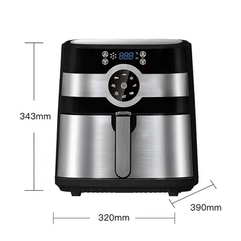 Kitchen Accessories Large Capacity 8L Intelligent Dual Screen Multi-function Stainless Steel Square Air Fryer